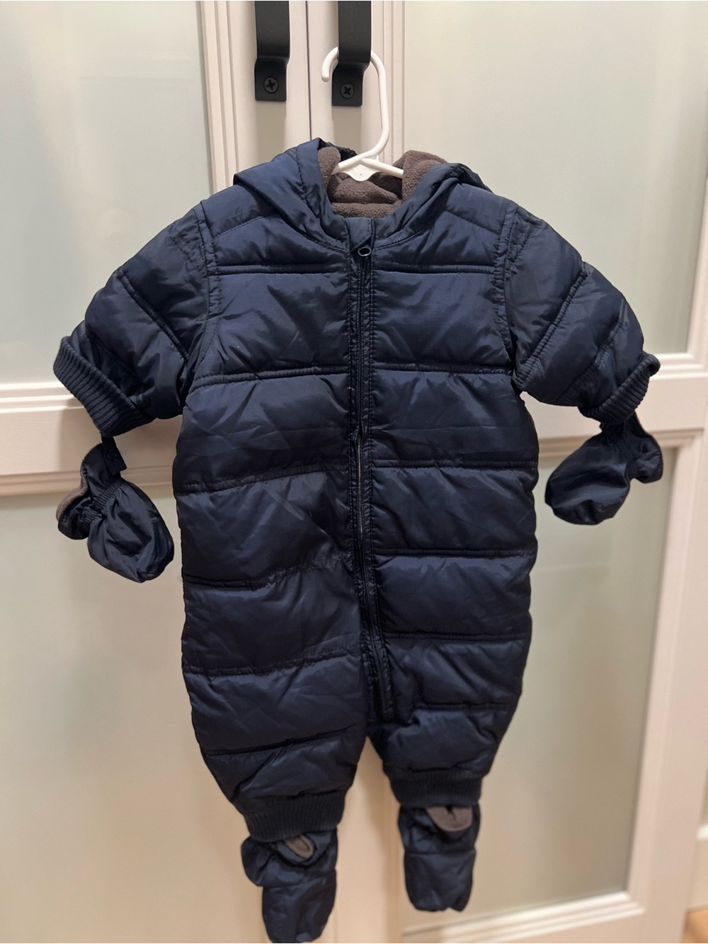 Old Navy Navy Puffer Hooded One-Piece Snowsuit for Kids